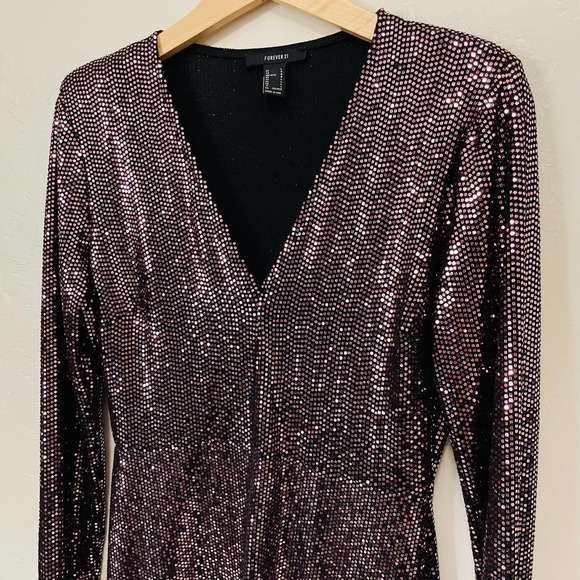 Forever 21 Pink Shimmer Long Sleeve Party Dress - Picture 3 of 9